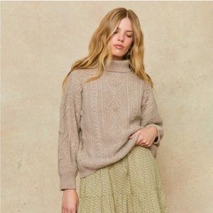 NWT Christy Dawn Ester Moonstone Brown Baby Alpaca Turtleneck Sweater S